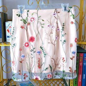 Floral Embroidered Mini Skirt